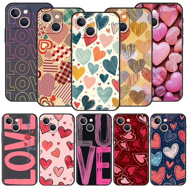 Wholesales Colorful Love Heart Phone Case for iPhone 16 13 15 14 12 11 Pro MAX XR X SE XS 7 8 Plus Soft TPU Silicon Shell Cover