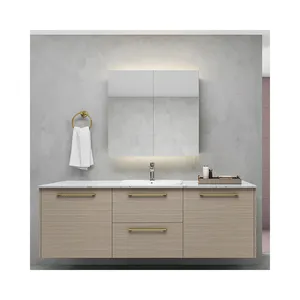 Mueble de pared de baño, tocador de baño con lavabo de espejo, juego de gabinete de tocador de baño con encimera