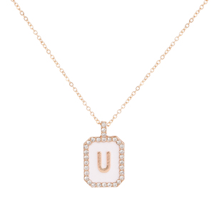 Collier tendance en chaîne torsadé<span class=keywords><strong>e</strong></span> plaqué or pour femmes, lettre initiale A-<span class=keywords><strong>Z</strong></span>, 26 lettres, collier initial avec strass - Product Image 6