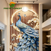 Panel Dinding 5D 3D Motif Merak Biru Modern, Bahan PVC Anti Air, Motif Bunga Marmer, untuk Rumah, Hotel, Kamar Mandi, Tangga, Ruang Tamu