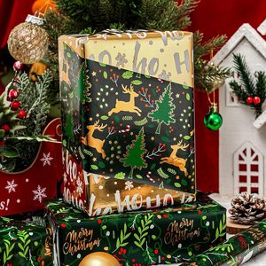 Christmas gift wrapping <b>paper</b> Aluminized deer Christmas tree with berry <b>pattern</b> and back cutlines Customizable - Product Image 1