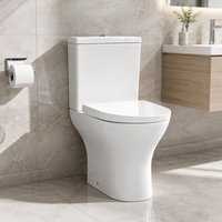 Ensemble WC deux pièces de style européen, à poser au sol, avec siphon en P, en céramique, à chasse directe, sans rebord