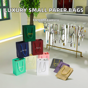 Bolsas de Papel de Arte Pequeñas de Lujo Personalizadas, Reciclables, con Asas de Cinta, para Productos Pequeños, Cajas de Joyería, Embalaje, Regalos, Manualidades, Venta al Por Mayor - Product Image 2