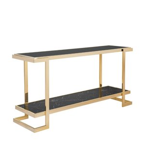 Table console moderne déco, plateau en marbre, cadre en acier élégant, mobilier contemporain élégant, durable, facile à nettoyer pour la maison, l'appartement - Product Image 1