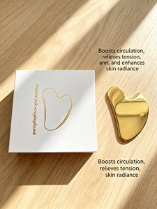 Raspador <span class=keywords><strong>de</strong></span> Metal Kansa Guasha Color Dorado al por Mayor para Modelar el Mentón, Masajeador Facial con Logotipo Personalizado, Herramienta Gua Sha - Product Image 1