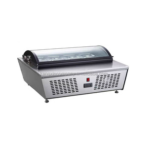 Lemari pajangan Freezer es krim Mini elektrik, lemari pajangan atas Gelato komersial, konter meja