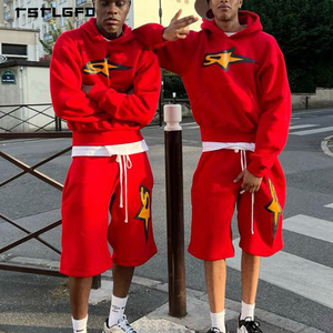 Ensemble sweat à capuche et short en coton French Terry imprimé pour homme, coupe classique et haute qualité, idéal pour logo personnalisé, tenue streetwear - Product Image 4