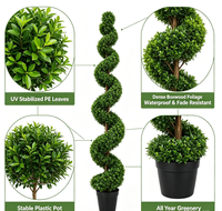 Arbre topiaire artificiel en spirale de 180 cm (6 pieds), faux buis en pot pour l'aménagement paysager intérieur et extérieur, jardin, patio, hôtel et terrasse