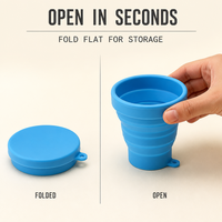 Gobelet pliable en silicone 200 ml avec couvercle, tasse à eau pliable