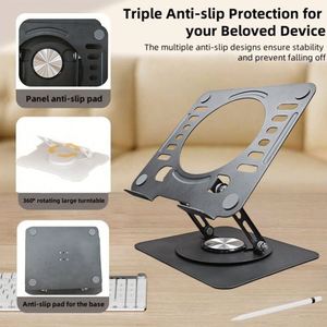 Nouveau support pour ordinateur portable ergonomique, rotatif à 360°, réglable en hauteur, pliable, en métal, universel, pour iPad MacBook - Product Image 4