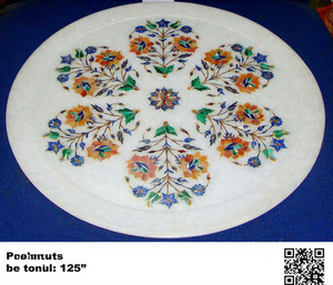 Plato Decorativo Rectangular Clásico, Duradero, con Incrustaciones de Mármol Blanco Hecho a Mano, Acabado Brillante - Product Image 1