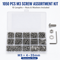 Vis à tête ronde à six pans creux en acier inoxydable M3 ISO 7380, 1050 pièces