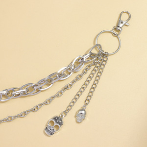 Cadena de cintura metálica Yueli Skull para mujer, estilo punk, doble capa, cadena para pantalones, aleación de zinc, decorativa, estilo urbano, uso diario, blanca - Product Image 4