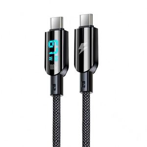 100W Fast Charging Nylon Braid Cable for iPhone Type-C Data <b>Digital</b> Display Intelligent Power-Off Feature Mobile Phone - Product Image 1