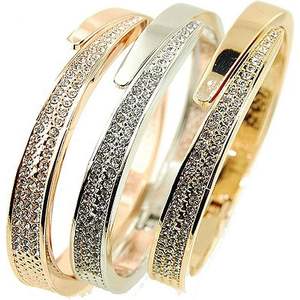 TJ Magic Fashion Polished Hinged <b>Bracelet</b> with Cubic Zirconia <b>Crystal</b> Stone Pave Elegant <b>Bangle</b> - Product Image 1