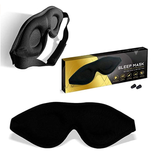 Masque oculaire de sommeil arrondi 3D <span class=keywords><strong>pour</strong></span> femmes et hommes, <span class=keywords><strong>bandeau</strong></span> avec bouchons d'oreilles et pochette en soie - Product Image 1