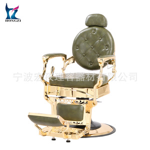 Fauteuil de barbier vintage vert inclinable, rotation à 360 degrés, hauteur réglable, pour salons de coiffure, usage commercial - Product Image 5