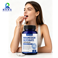 Capsules de glycinate de magnésium pour adultes, véganes, sans OGM, à absorption élevée, pour le soutien relaxant nocturne, fabriquées en usine OEM