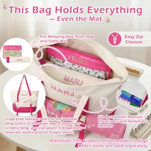 Juego de Mahjong Americano de 3 Piezas con Bolsa de Lona Bordada, Incluye Bolsa para Fichas, Soportes y Empujadores, Bolsas con Cordón - Product Image 6