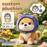 Groothandel Op Maat Gemaakte Blauwe Bes Shiba Inu Pluche Hondenspeelgoed, Schattig Fruitthema Pluche voor Kindercadeaus