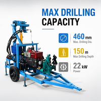Machine de forage de puits d'eau mobile sur roues, à moteur diesel, pour la construction de puits profonds domestiques