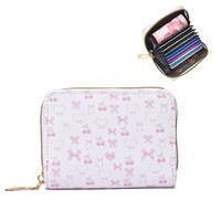 Dompet Kartu Kulit PU Ultra Tipis Grosir, Multi Slot, Lucu untuk Pelajar, Dompet Koin Wanita Portabel, Dompet Uang Modis
