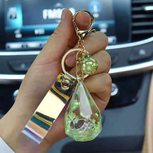 Đèn Pin <span class=keywords><strong>LED</strong></span> Sáng Tạo Acrylic Water Drop <span class=keywords><strong>Key</strong></span> Chain Symphony Dây Da Móc Chìa Khóa Vào Mặt Dây Chuyền Cát Dầu - Product Image 3