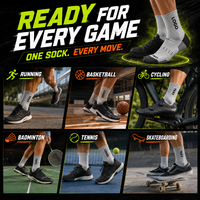 Chaussettes de sport en coton mi-mollet avec logo personnalisé, échantillon gratuit, respirantes, pour le basketball et la course à pied, chaussettes de sport tricotées pour hommes