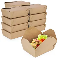 Boîte à lunch en papier kraft écologique, fabrication directe d'usine, 2 compartiments, emballage alimentaire, boîte à emporter pour restaurant rapide