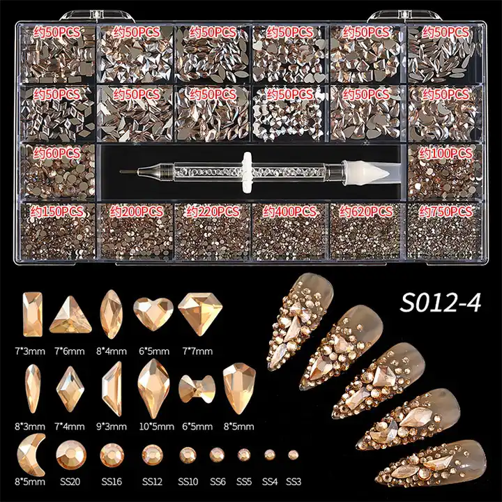 Nail Rhinestones Kit Mixed AB Glass Crystal Diamond Nail Art