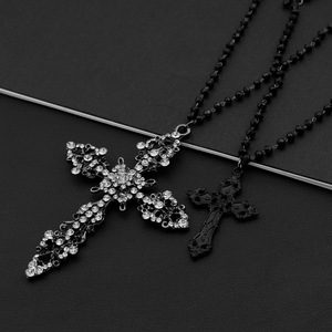 New Exquisite Double Layered Black Cross Pendant Necklace Fashion Unisex's <b>Titanium</b> Steel Necklaces Wholesale Jewelry Trendy - Product Image 1