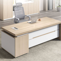 Nuevo Escritorio de Oficina Moderno y Sencillo para una Persona con Silla Ejecutiva, Escritorio Financiero para Supervisor, Gerente, Ejecutivo, Escritorio de Madera