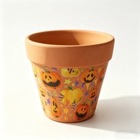 Pot de fleurs décoratif en céramique personnalisé pour Halloween, motif citrouille peint à la main, pot à succulentes, décoration pour la maison et le jardin, cadeau