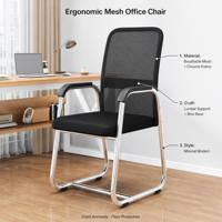 Chaise de bureau ergonomique à dossier en maille avec structure cantilever chromée et siège rembourré pour salle de conférence et formation