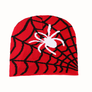 Bonnet unisexe en tricot jacquard toile d'araignée pour Halloween, chaud pour l'hiver, style Y2K, casquette de <span class=keywords><strong>skate</strong></span> en tricot - Product Image 3