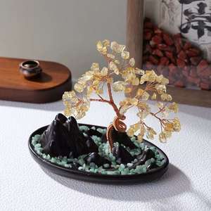 Árbol de la riqueza de rocalla de cristal de citrino y amatista Natura, regalo de decoración de oficina. Se pueden personalizar varios colores de cristal - Product Image 3