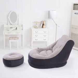 Sofá Inflable Individual de PVC con Flocado 125*105*100 CM, Otomana 62*62*31 CM, Sillón Inflable Ultra Lounge con Bomba de Pie - Product Image 4