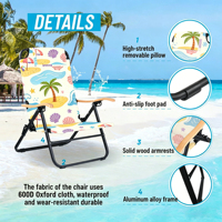 Chaise de plage réglable en aluminium à 4 positions, chaise de plage pliable inclinable antirouille pour bronzer et se prélasser en plein air