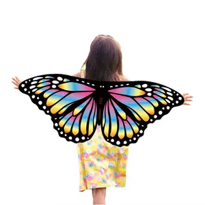 क्यू का लोकप्रिय प्रचार हेलोलीन पार्टी बच्चों के लिए परियों की रंगीन तितली केप परी पंख पोशाक के खिलौने