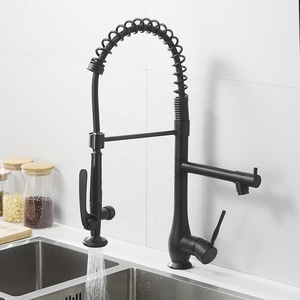 Black Spring Pull <b>Down</b> Single Lever Flexible Pull Out Brass Kitchen Water Mixer Tap AT9238B Kitchen Mixer - Product Image 4