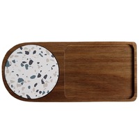 Vente en gros logo personnalisé Plateau à café et thé en bois d'acacia Plateau de service en bois