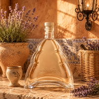 Bouteille en verre de brandy XO de grande capacité de 1000 ml avec un design ondulé, bouteille en verre adaptée à la personnalisation