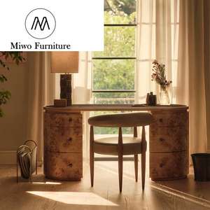 Meubles de luxe modernes pour bureaux à domicile Burl Wooden Boss Executive Computer Reception Study Writers With Drawers Marble Top - Product Image 2