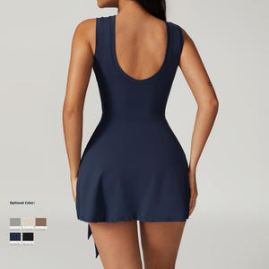 Jupe de <span class=keywords><strong>tennis</strong></span> 2 en 1 à dos en U pour femmes, <span class=keywords><strong>tenue</strong></span> de gros pour femmes, femme noire, nylon, prix bon marché - Product Image 1