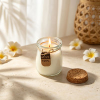 Bougie parfumée de luxe en cire de soja, en pot céramique avec couvercle en bois, pour les fêtes, marque privée, vente en gros, cadeau d'aromathérapie avec étiquettes