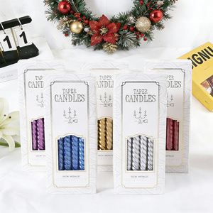 Color Spiral Electroplated <b>Taper</b> <b>Candles</b> 12 Pieces Pack Romantic Household Western Dining Wedding Atmosphere Decor Wax <b>Candles</b> - Product Image 1