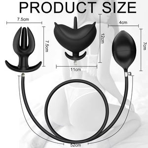 Plug anal gonflable en forme de bourgeon floral avec pompe séparée, extensible, grand plug anal, masseur de prostate, dilatateur anal, jouets sexuels anaux pour hommes et femmes - Product Image 5