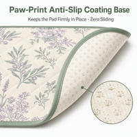 Tapis pour chiens Pee Pads Botanical Floral matelassé, 4 couches, imperméable, TPU antidérapant, surface en velours, anti-fuite, écologique, 270g/m