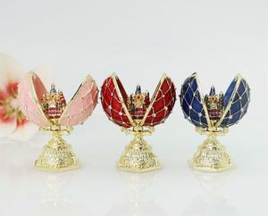 SHINNYGIFTS recuerdo ruso esmalte Castillo huevo decoración caja Pascua escritorio decoración ornamento - Product Image 4