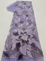 Tissu en dentelle française brodé de perles et de sequins, motif floral, pour mariage, textile africain, magnifique tissu en maille tissé 2026